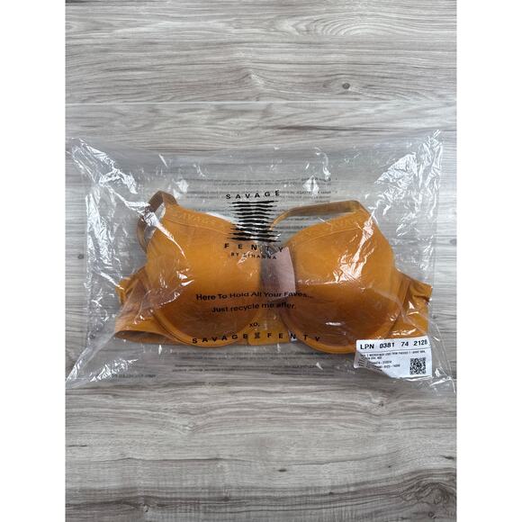 Savage X Fenty Microfiber Logo-Trim T-Shirt Bra, Golden Era, Size 40D, NWT - Picture 11 of 12